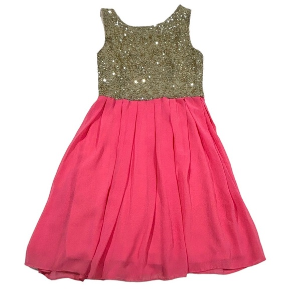 B.Darlin pink and gold Sequin and chiffon Dress juniors size 3/4 - Picture 6 of 6